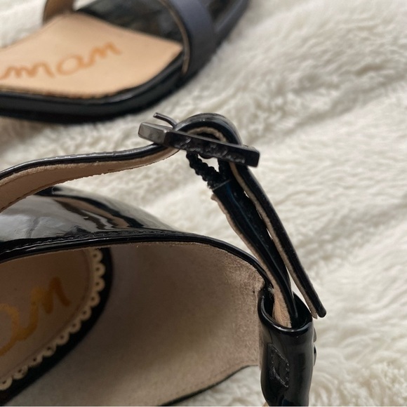 Sam Edelman Faux Patent Leather Ankle Strap Heels Black Size 8.5 - Picture 8 of 11